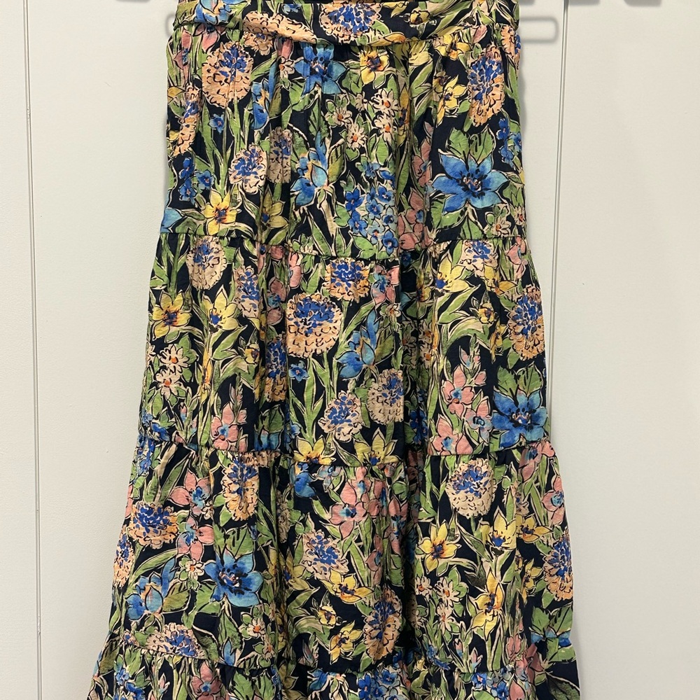 Floral Tiered Maxi Skirt - Black Multi